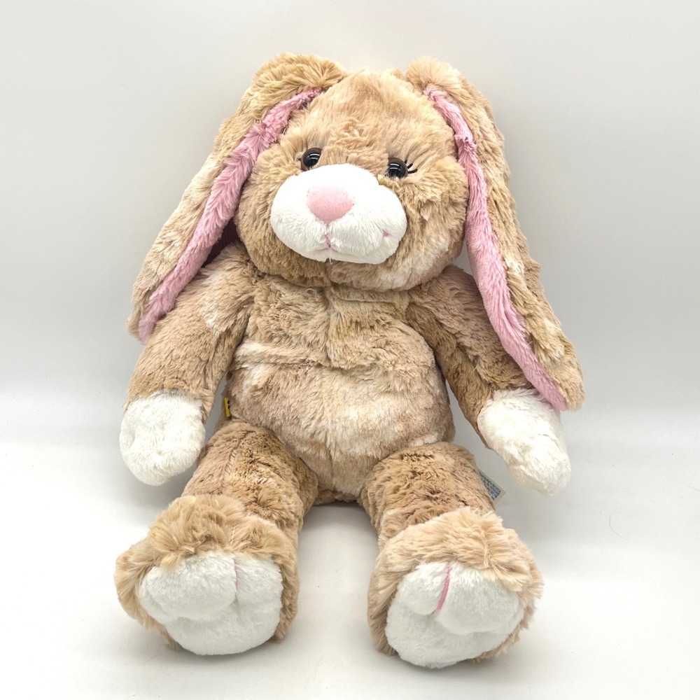 Build-A-Bear Pawlette Bunny Plush Tan Pink Long Ear Rabbit Stuffed‎ Animal 17"